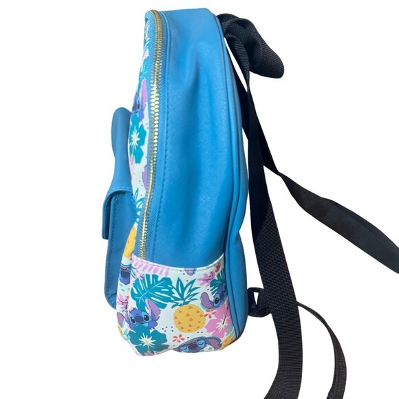 Disney Stitch Mini Backpack  Tropical Pineapple Print Zip Closure Front Pocket - Picture 3 of 9